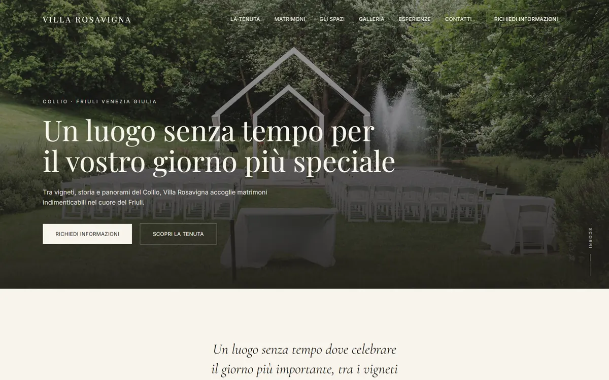 Homepage del sito demo Villa Rosavigna